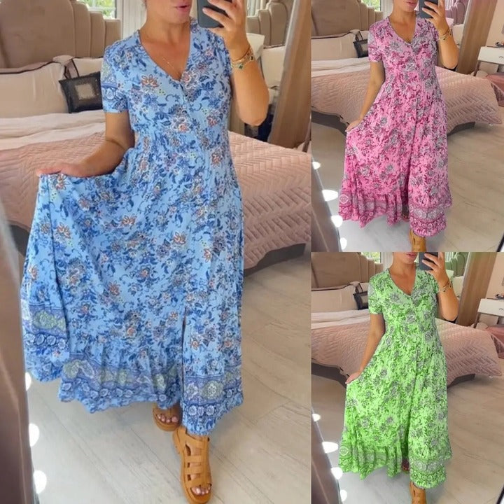 💥Lastday! Hurry up!!💥💃Hot Sale 49% OFF🔥 - Floral Print V-neck Dress