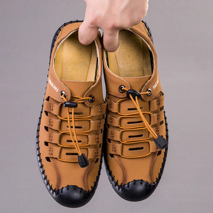 🔥Aviator Wrapped Toe Hollow Leather Sandals👞