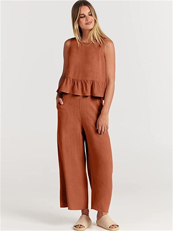 Women's Spring Fall 2-Piece Set - Lounge Set with Pockets
