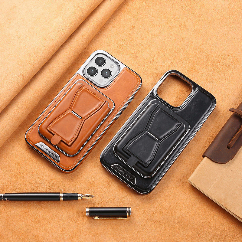 📱Luxury leather iPhone case with removable magnetic tape
