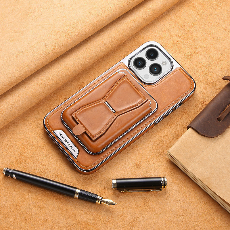 📱Luxury leather iPhone case with removable magnetic tape