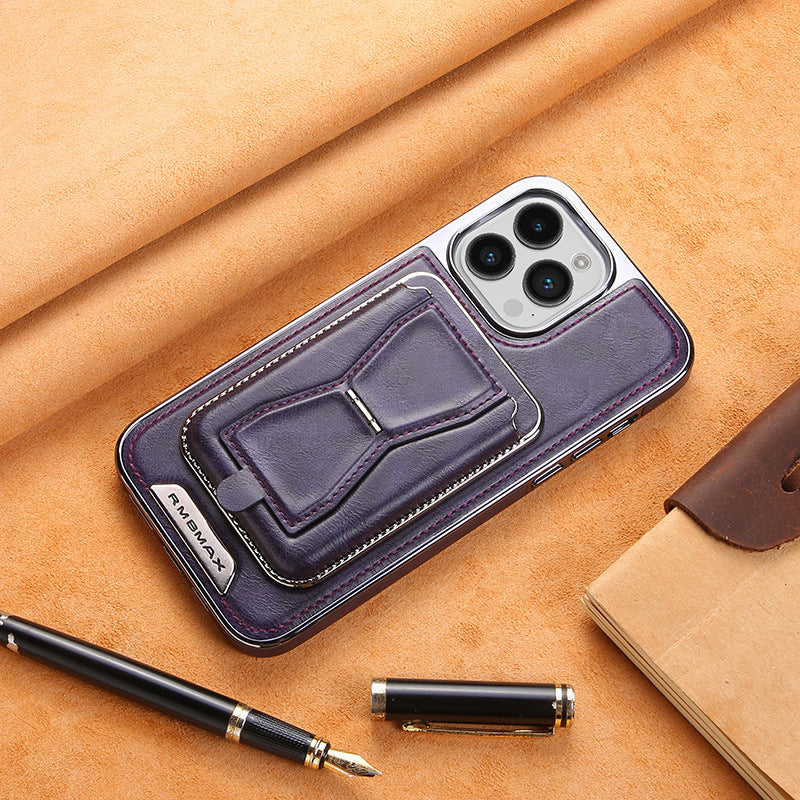 📱Luxury leather iPhone case with removable magnetic tape