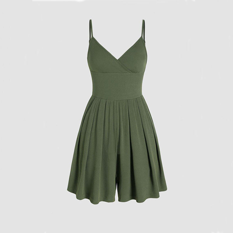 ☀️Summer Essential-Limited Time Low Price💕Women's Casual Adjustable Plain Backless Wrap Cami Romper