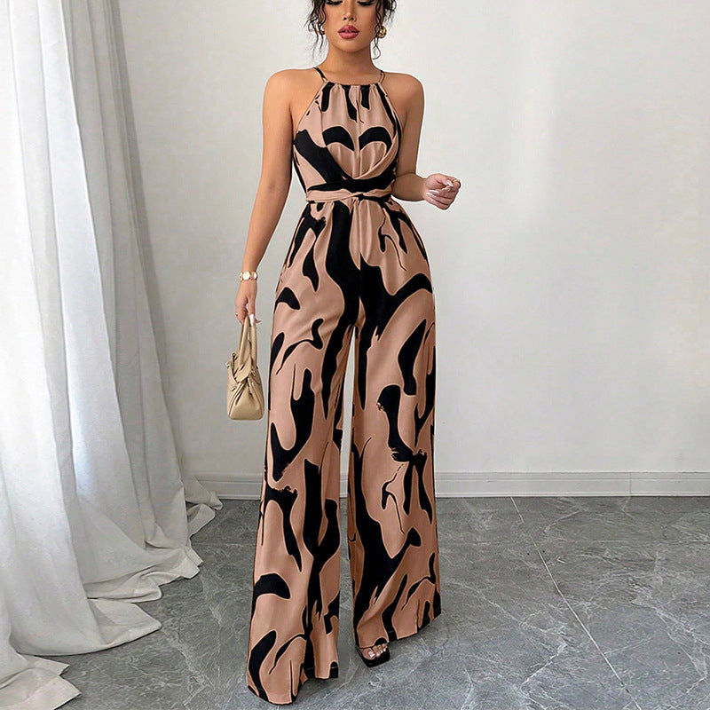 Fashion Color-Blocking Halter Jumpsuit