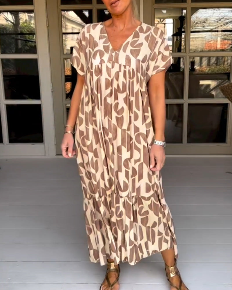 V neck short sleeve dress