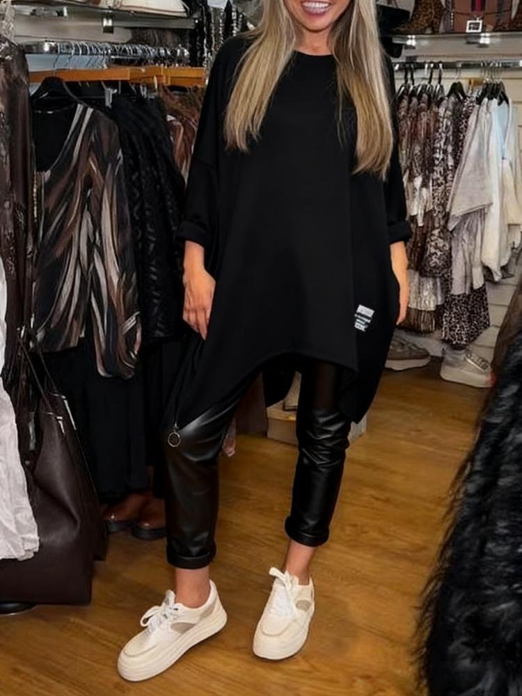 🔥Limited-time offer-Irregular Loose Top & Solid Color Pants Two-Piece Set