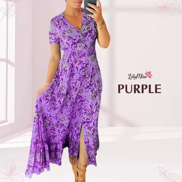💥Lastday! Hurry up!!💥💃Hot Sale 49% OFF🔥 - Floral Print V-neck Dress