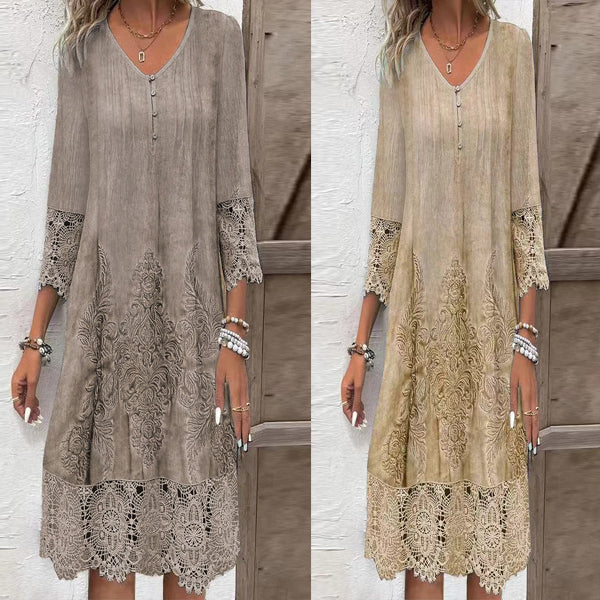 💖Limited Sale 50% OFF💖Elegant half sleeve v-neck lace dress for women