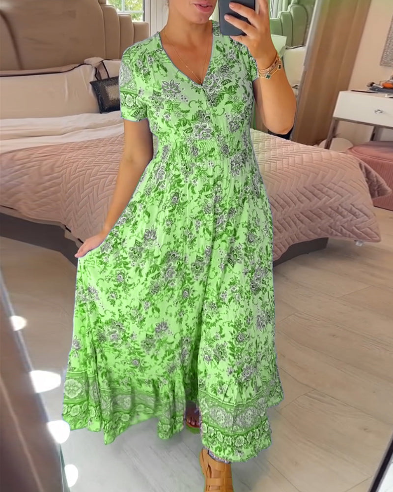 💥Lastday! Hurry up!!💥💃Hot Sale 49% OFF🔥 - Floral Print V-neck Dress