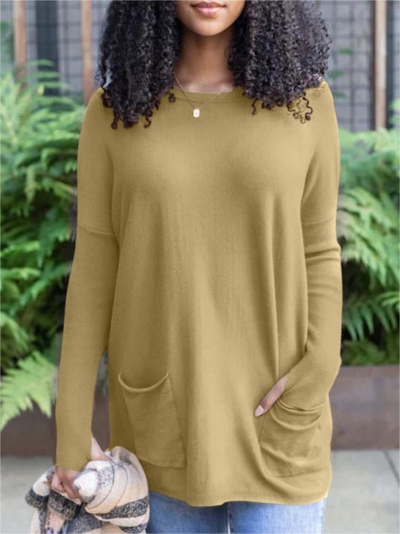 HOT SALE 50% OFF💥LONG SLEEVE THUMBHOLE SWEATER POCKET TUNIC