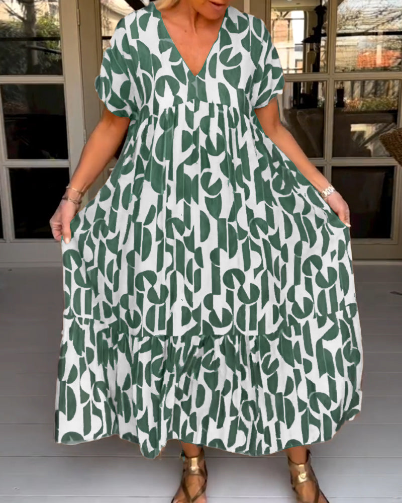 V neck short sleeve dress