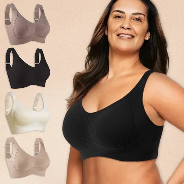 🎁Buy 1 Get 3 Packs💕Women's Ribbed Push Up Adjustable Wireless Bra
