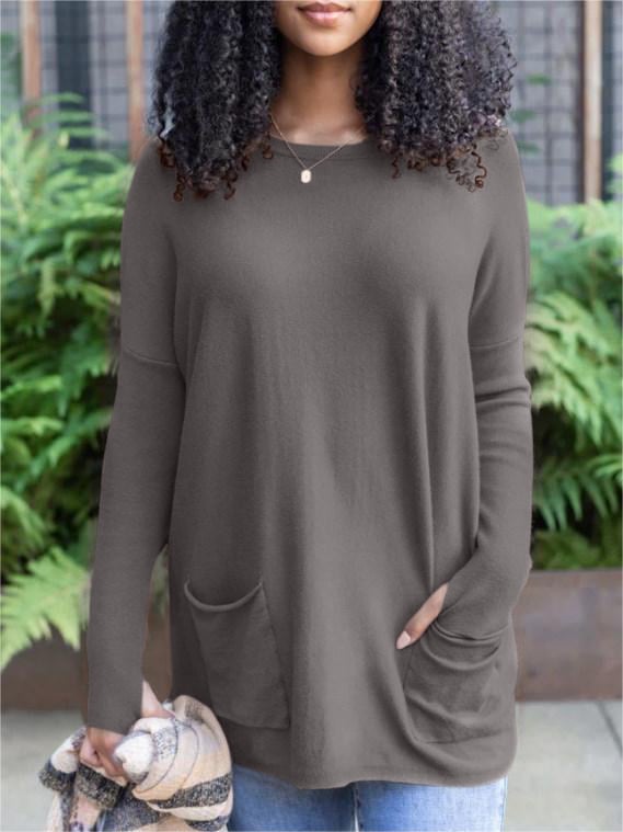 HOT SALE 50% OFF💥LONG SLEEVE THUMBHOLE SWEATER POCKET TUNIC