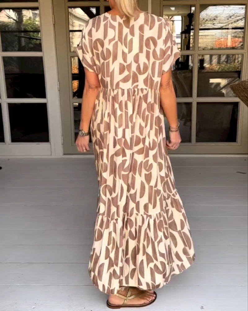 V neck short sleeve dress