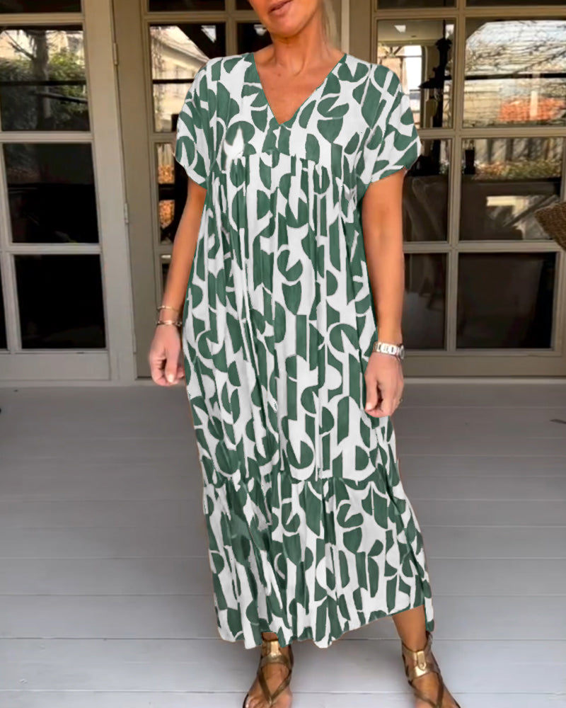 V neck short sleeve dress