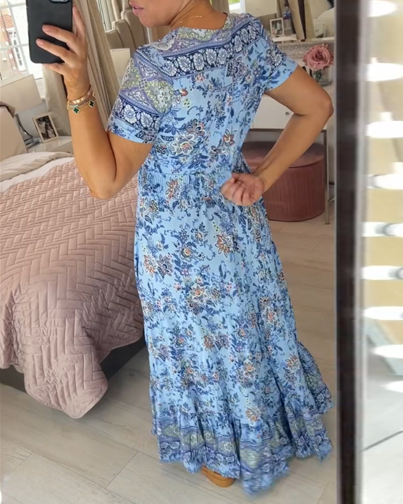 💥Lastday! Hurry up!!💥💃Hot Sale 49% OFF🔥 - Floral Print V-neck Dress