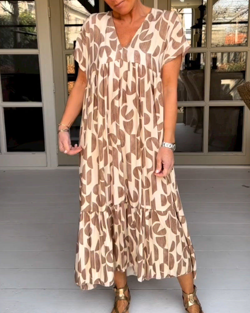 V neck short sleeve dress