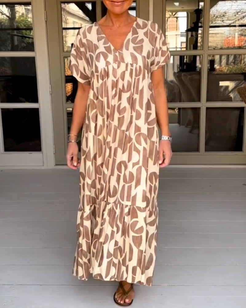 V neck short sleeve dress