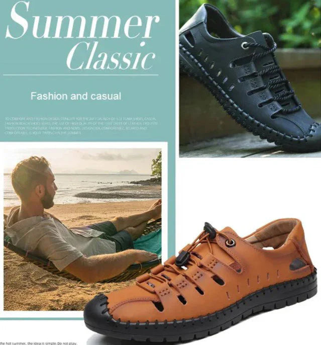 🔥Aviator Wrapped Toe Hollow Leather Sandals👞