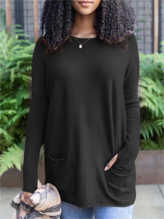 HOT SALE 50% OFF💥LONG SLEEVE THUMBHOLE SWEATER POCKET TUNIC