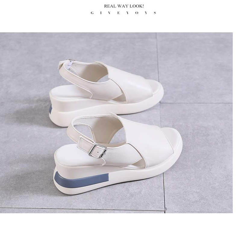 Wedge Shoes for Women Sandals Solid Color Open Toe High Heels