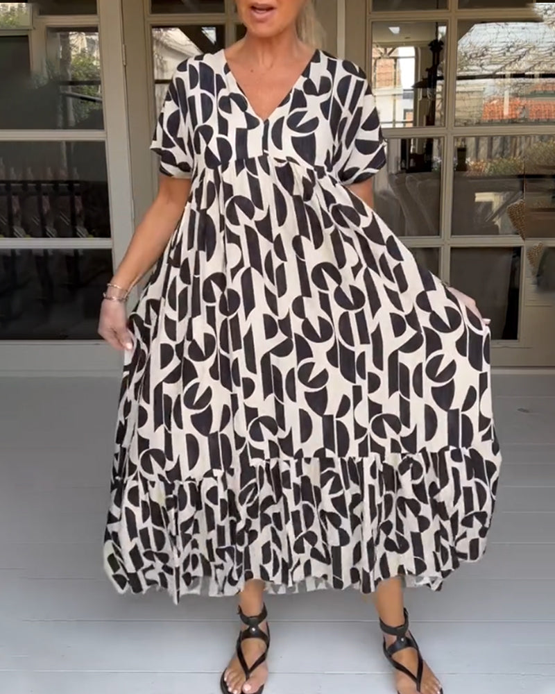 V neck short sleeve dress