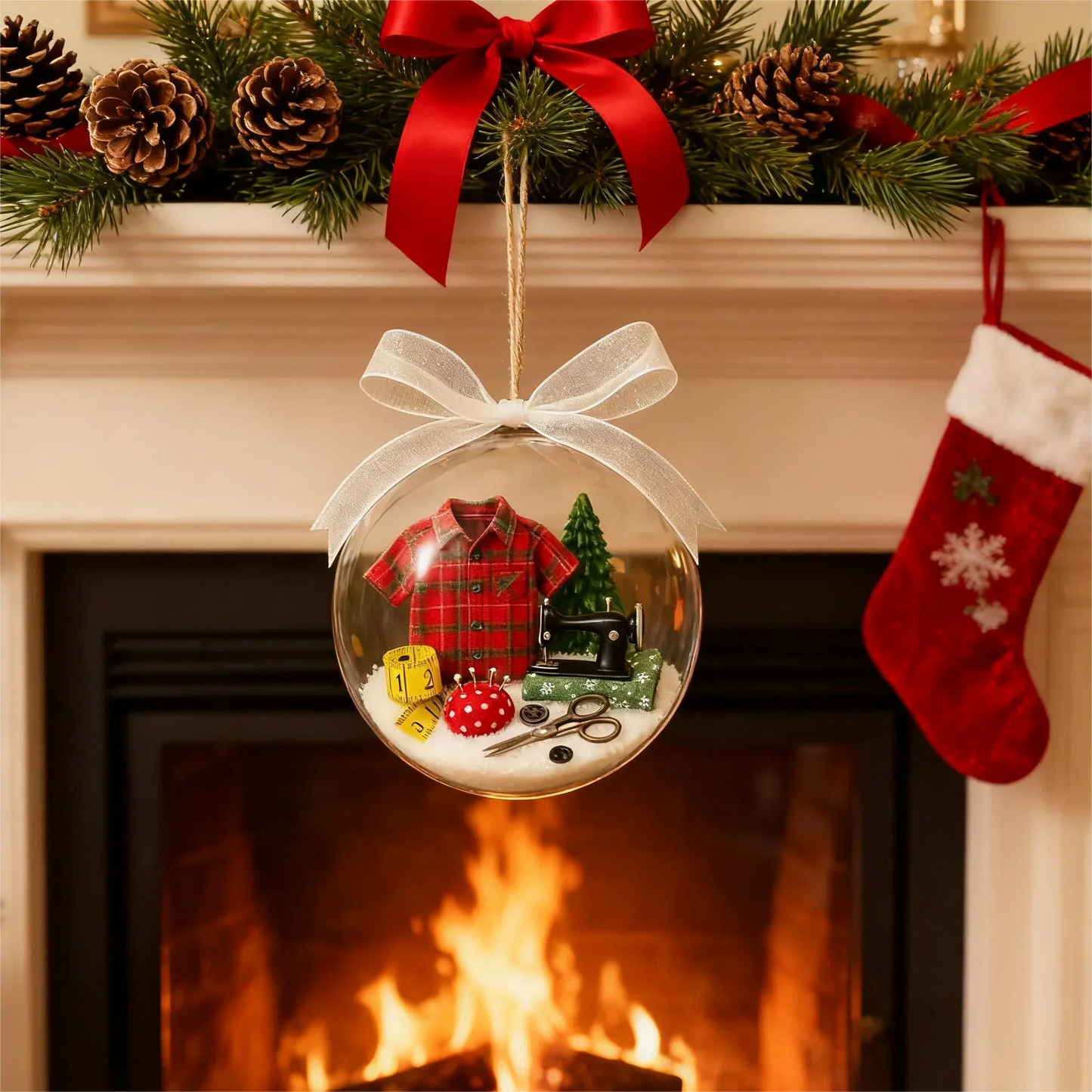 Holiday Sewing Snow Globe Ornament