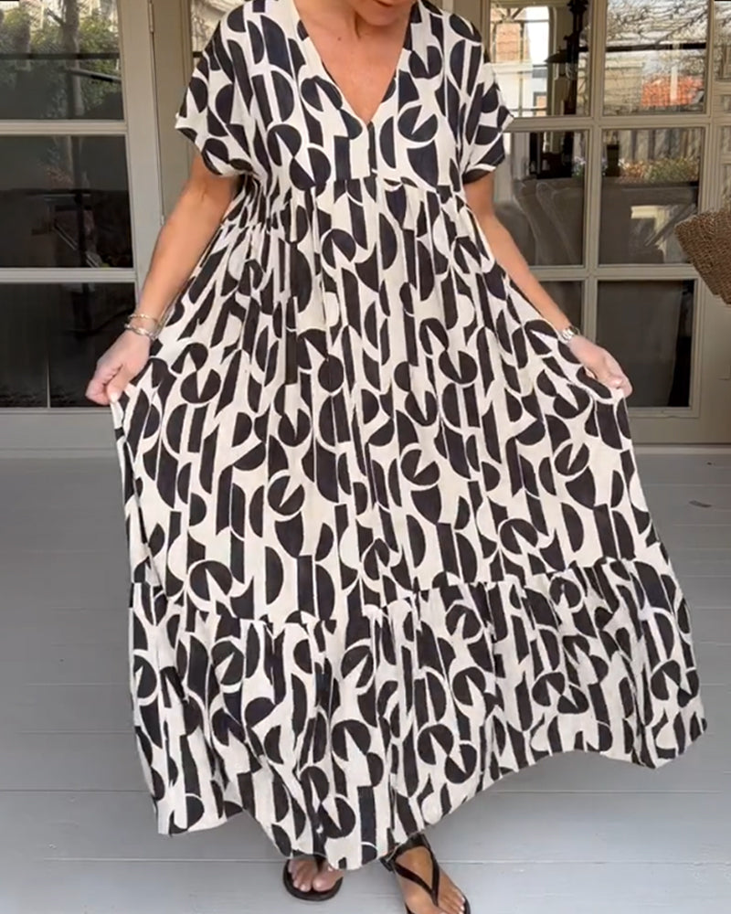 V neck short sleeve dress