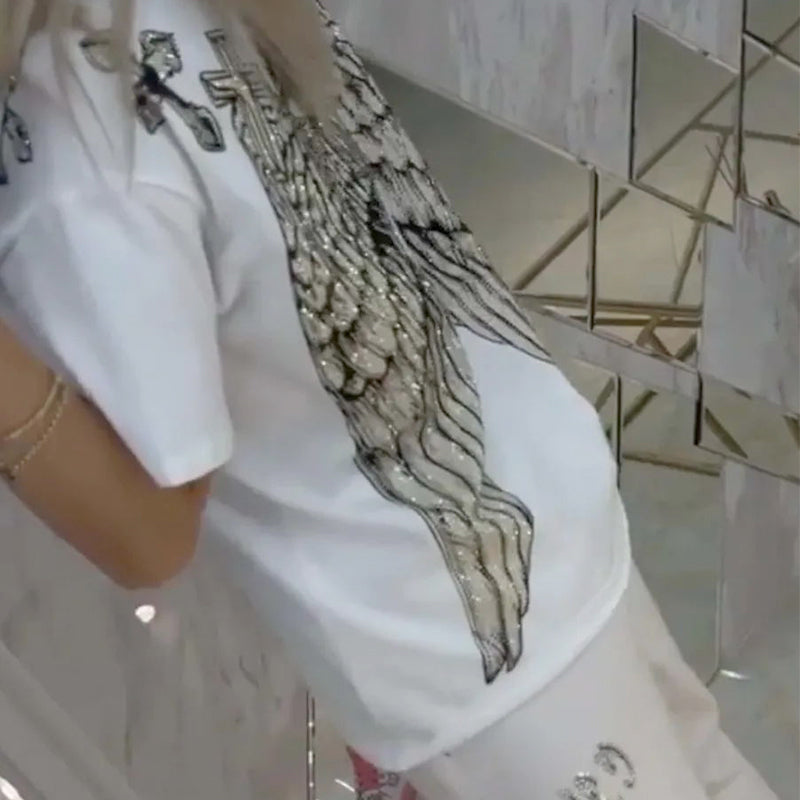 Casual Printed Top Drawstring Pants 2-Piece Set