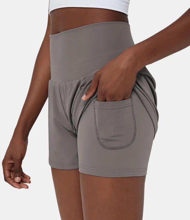 ✨️2025 Hot Sale 49% OFF🥰High Waisted 2-in-1 Yoga Shorts & Side Pockets