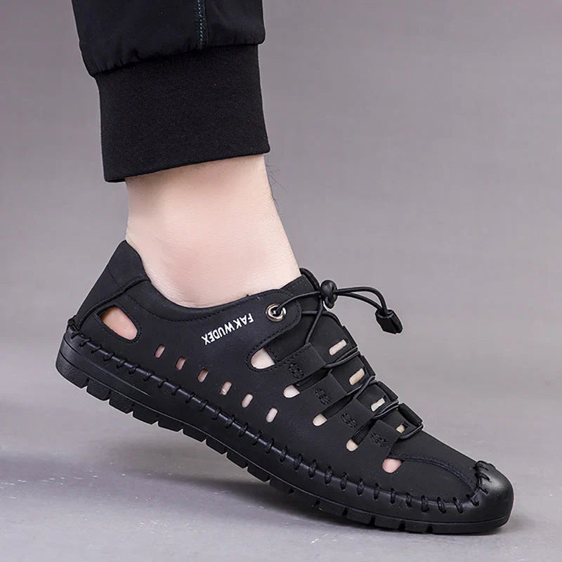 🔥Aviator Wrapped Toe Hollow Leather Sandals👞