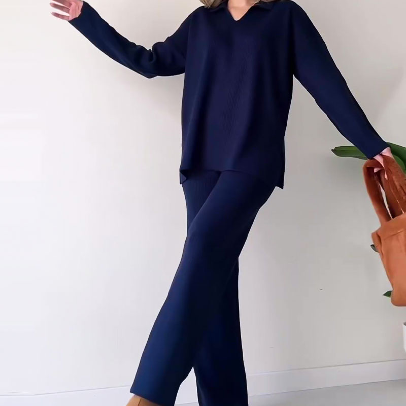 🌸limited-time 50% off🔥V-Neck Casual Slit Knitted Two-Piece Set