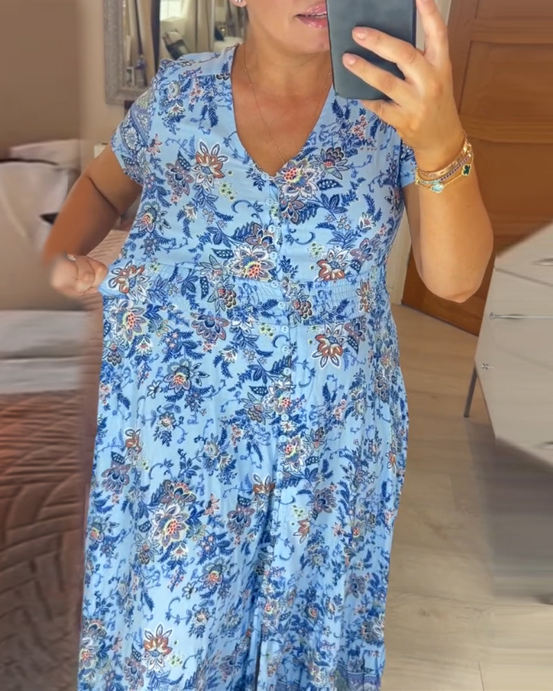 💥Lastday! Hurry up!!💥💃Hot Sale 49% OFF🔥 - Floral Print V-neck Dress