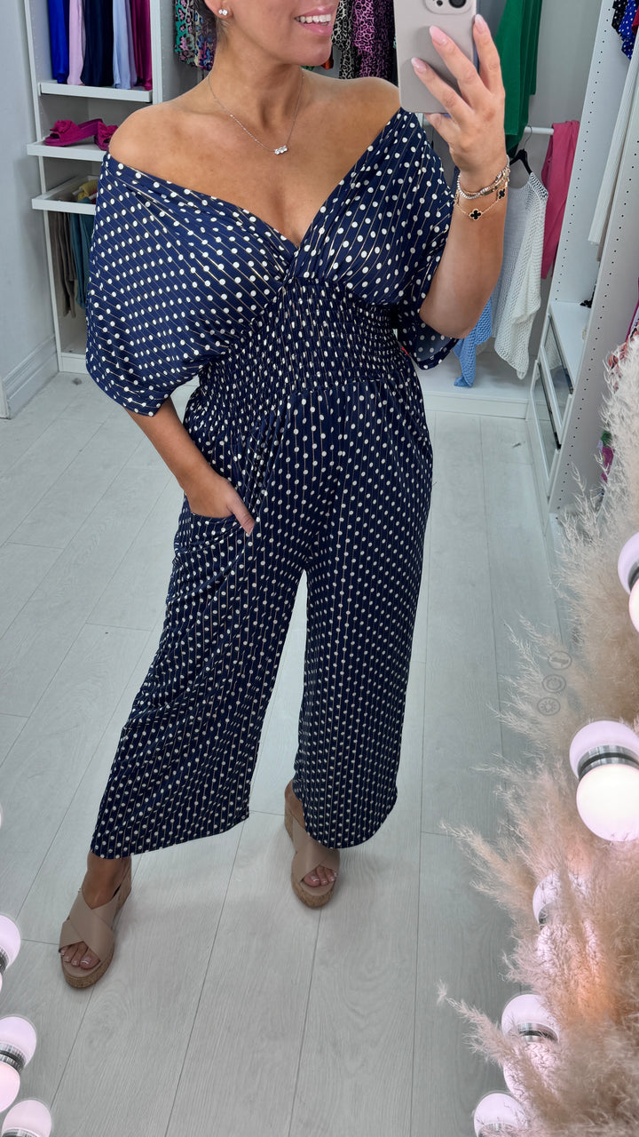🔥Free Shipping - 50% OFF🔥 Polka Dot Printed Elastic Waist Jumpsuit