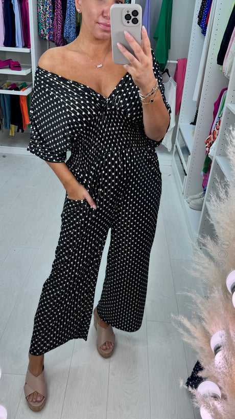 🔥Free Shipping - 50% OFF🔥 Polka Dot Printed Elastic Waist Jumpsuit