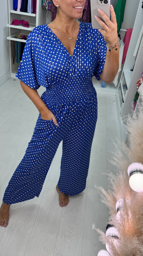 🔥Free Shipping - 50% OFF🔥 Polka Dot Printed Elastic Waist Jumpsuit