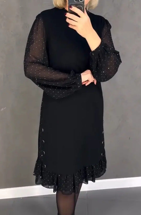 ⏳Limited-time 49% off⏰Women's Round neck dresses with plain rhinestones👗