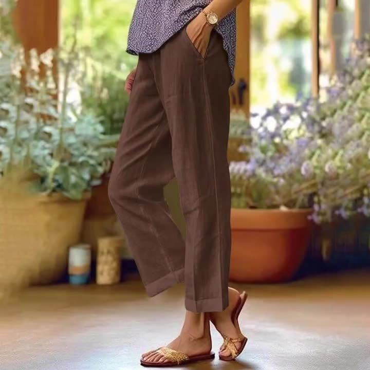 ⏳Time-limited Special⏰Cotton and linen loose elastic waist pocketed casual pants