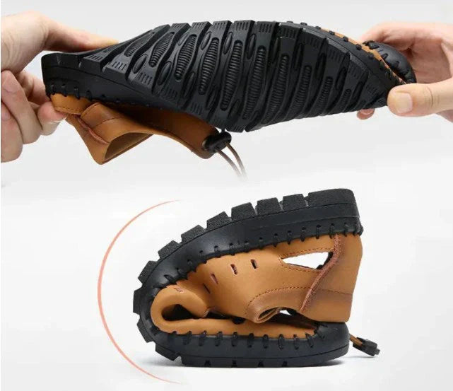 🔥Aviator Wrapped Toe Hollow Leather Sandals👞
