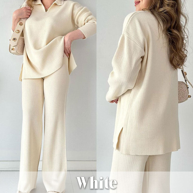 🌸limited-time 50% off🔥V-Neck Casual Slit Knitted Two-Piece Set