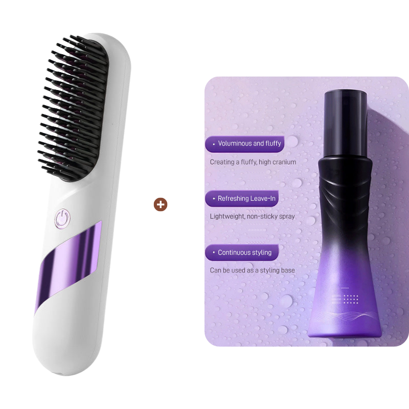 Multi-Function Cordless Ceramic Hair Straightener Brush