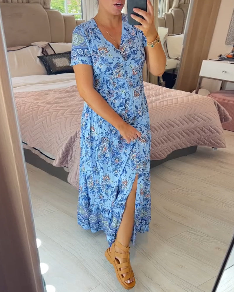 💥Lastday! Hurry up!!💥💃Hot Sale 49% OFF🔥 - Floral Print V-neck Dress