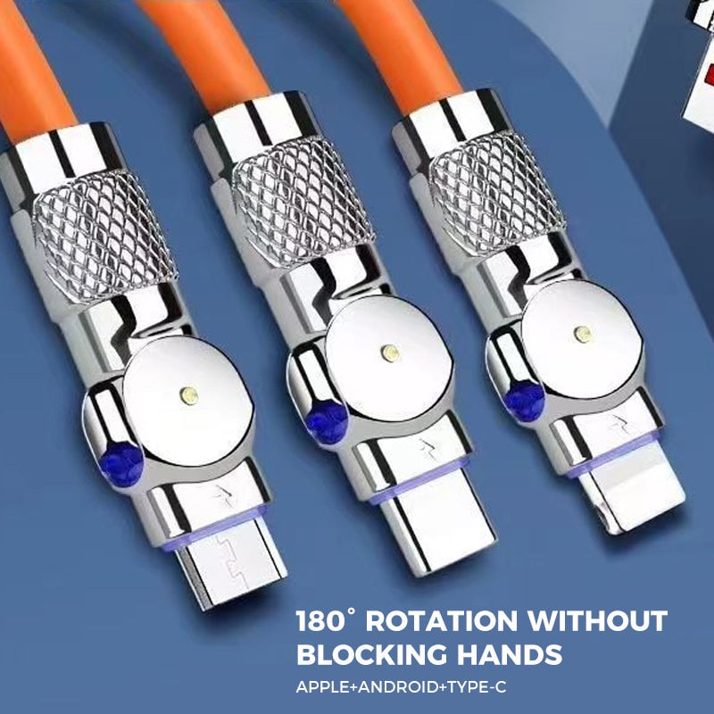 š„120W 3 in 1 Rotating Elbow Fast Charging Data Cableā”