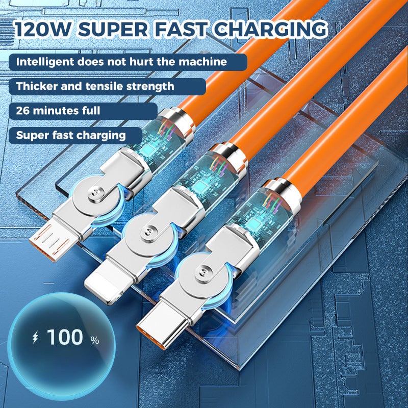 š„120W 3 in 1 Rotating Elbow Fast Charging Data Cableā”