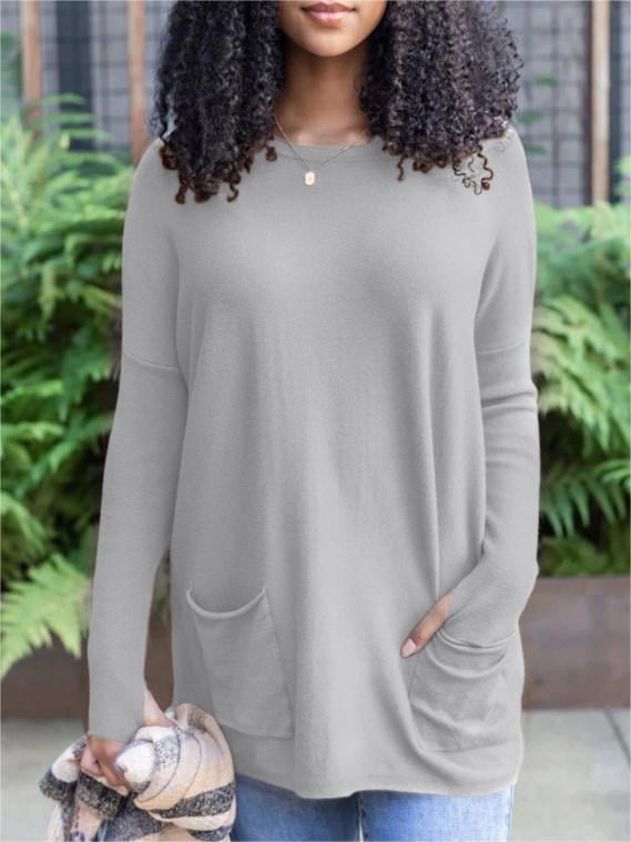 HOT SALE 50% OFF💥LONG SLEEVE THUMBHOLE SWEATER POCKET TUNIC