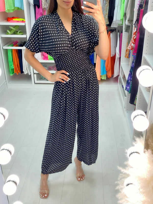 🔥Free Shipping - 50% OFF🔥 Polka Dot Printed Elastic Waist Jumpsuit