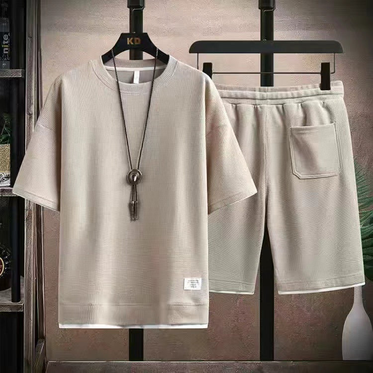๐ LIMITED-TIME 49% OFF! ๐งบ Waffle Fabric Short Sleeve 2-Piece Set โ Breathable, Loose Fit & Side Pockets ๐