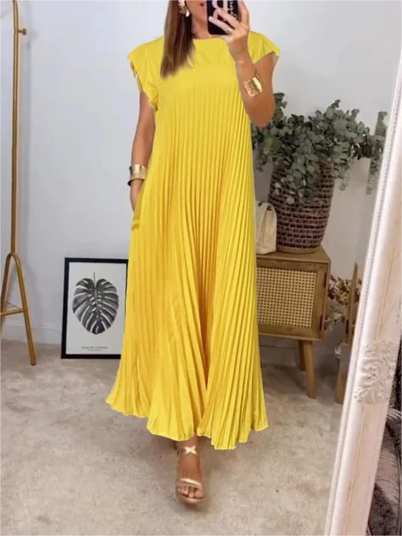🎉Hot Sale 49% OFF🎉Sleeveless Pleated Simple Solid Color Dress