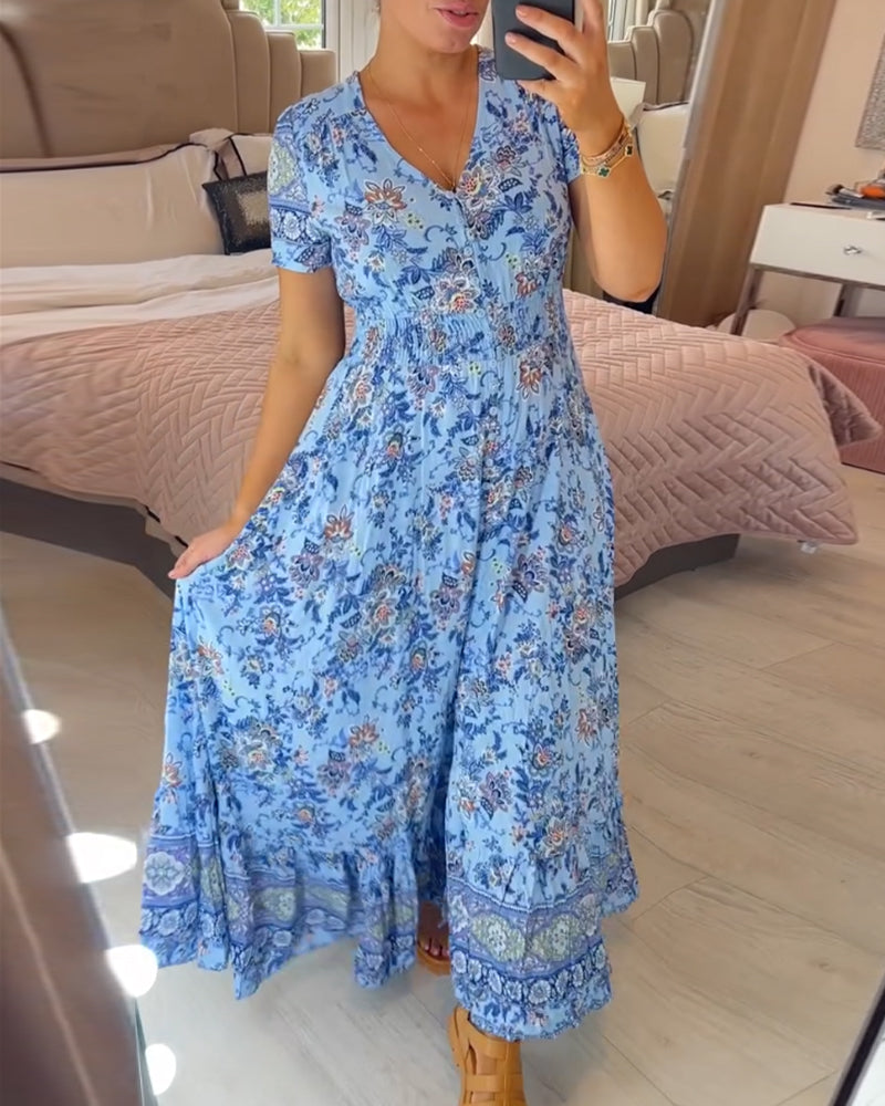 💥Lastday! Hurry up!!💥💃Hot Sale 49% OFF🔥 - Floral Print V-neck Dress