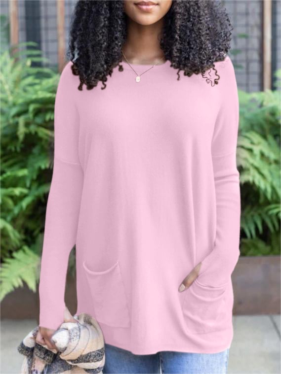HOT SALE 50% OFF💥LONG SLEEVE THUMBHOLE SWEATER POCKET TUNIC